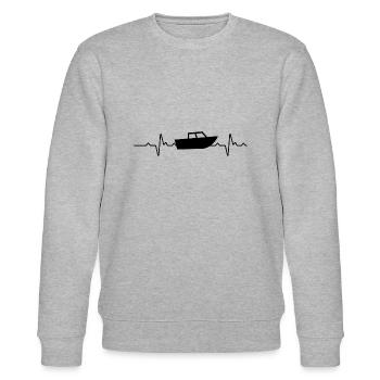 Herzschlag Motorboot Boot - Stanley/Stella Unisex Bio-Sweatshirt CHANGER  - Grau meliert - Vorne - Nik (191cm) & Marisol (170cm)
