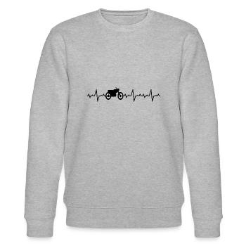 Herzschlag Motorrad - Stanley/Stella Unisex Bio-Sweatshirt CHANGER  - Grau meliert - Vorne - Nik (191cm) & Marisol (170cm)
