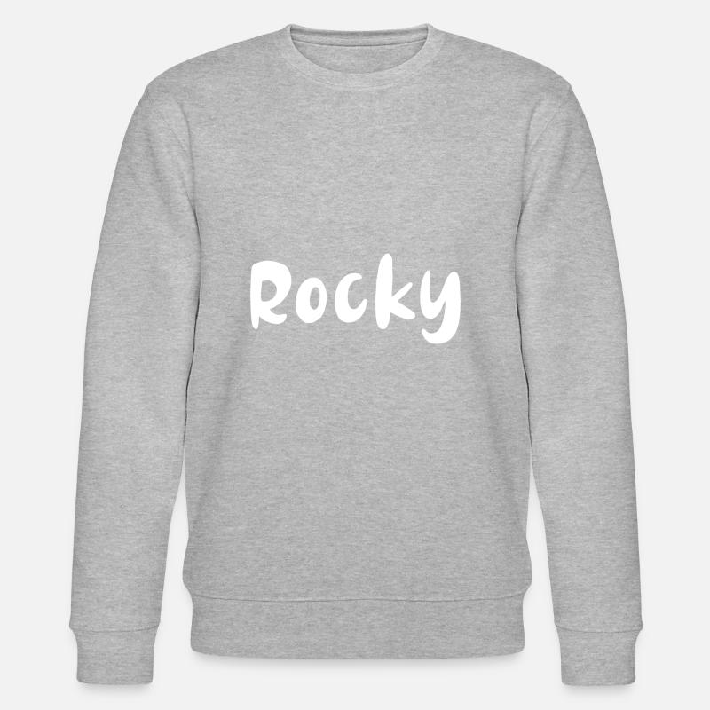 Name, font,white,rocky - Stanley/Stella CHANGER Unisex Organic Sweatshirt - heather grey