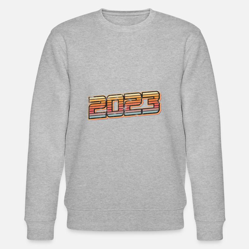 2023 Neujahr Retro - Stanley/Stella Unisex Bio-Sweatshirt CHANGER  - Grau meliert