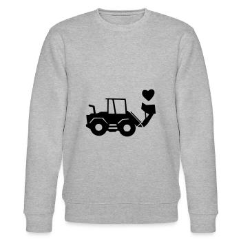 Radlader mit Herz einfarbig - Stanley/Stella Unisex Bio-Sweatshirt CHANGER  - Grau meliert - Vorne - Nik (191cm) & Marisol (170cm)