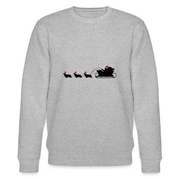 Dackel Rentier schwarz Langhaardackel Dackelfieber - Stanley/Stella Unisex Bio-Sweatshirt CHANGER  - Grau meliert - Vorne - Nik (191cm) & Marisol (170cm)