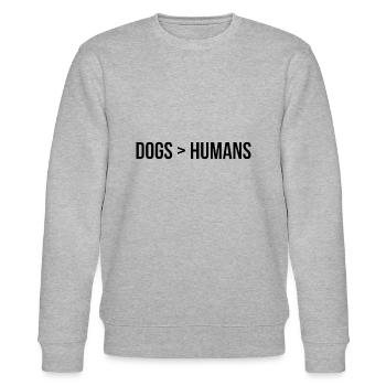 Dogs > Humans; Hunde sind besser als Menschen - Stanley/Stella Unisex Bio-Sweatshirt CHANGER  - Grau meliert - Vorne - Nik (191cm) & Marisol (170cm)