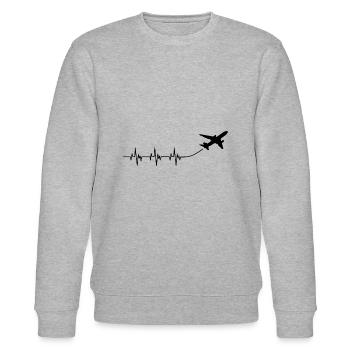 Puls Flugzeug Geschenk Pilot Aviation Copilot - Stanley/Stella Unisex Bio-Sweatshirt CHANGER  - Grau meliert - Vorne - Nik (191cm) & Marisol (170cm)