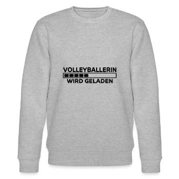 Volleyballerin Spruch Fun Beachvolleyball Geschenk - Stanley/Stella Unisex Bio-Sweatshirt CHANGER  - Grau meliert - Vorne - Nik (191cm) & Marisol (170cm)