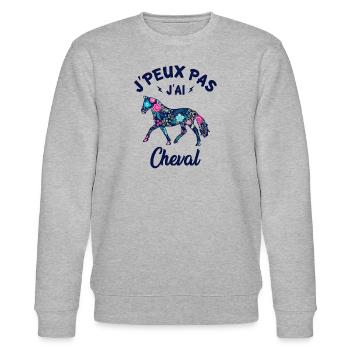 j'peux pas j'ai cheval - Sweat bio CHANGER Stanley/Stella Unisexe - gris chiné - Devant - Nik (191cm) & Marisol (170cm)