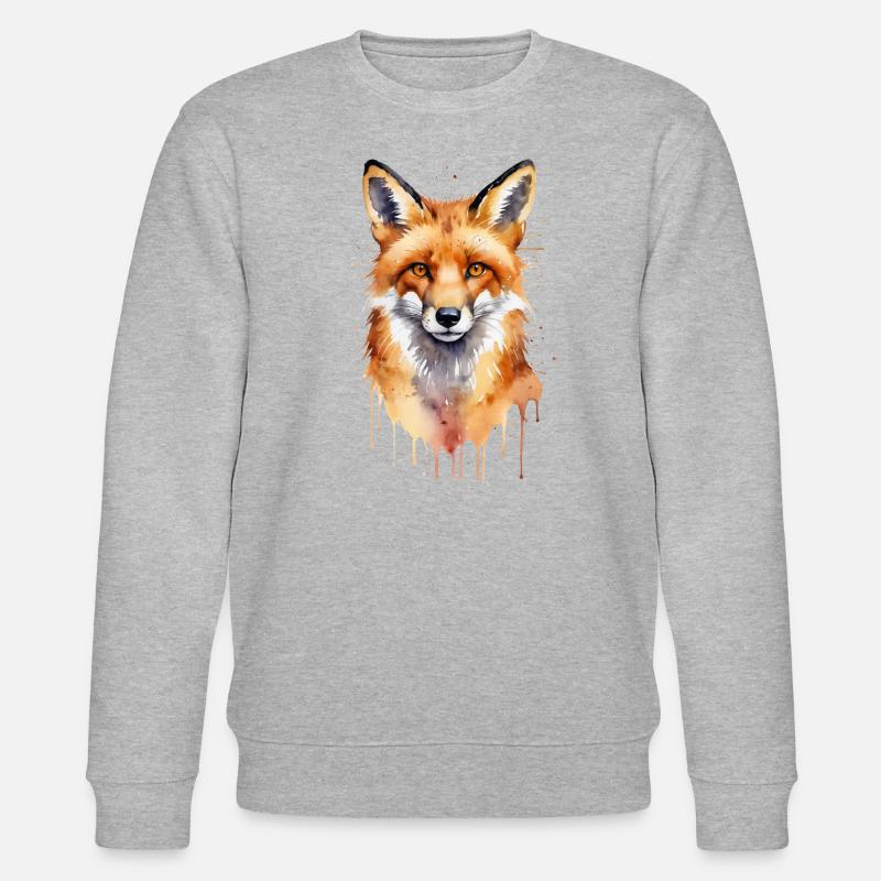 Verspieltes Fuchs Aquarell - Stanley/Stella Unisex Bio-Sweatshirt CHANGER  - Grau meliert