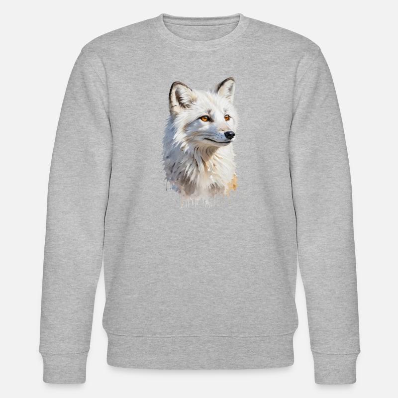 Majestueux renard arctique aquarelle - Sweat bio CHANGER Stanley/Stella Unisexe - gris chiné