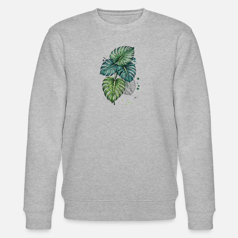 Monstera Bloom avec éclaboussures - Sweat bio CHANGER Stanley/Stella Unisexe - gris chiné