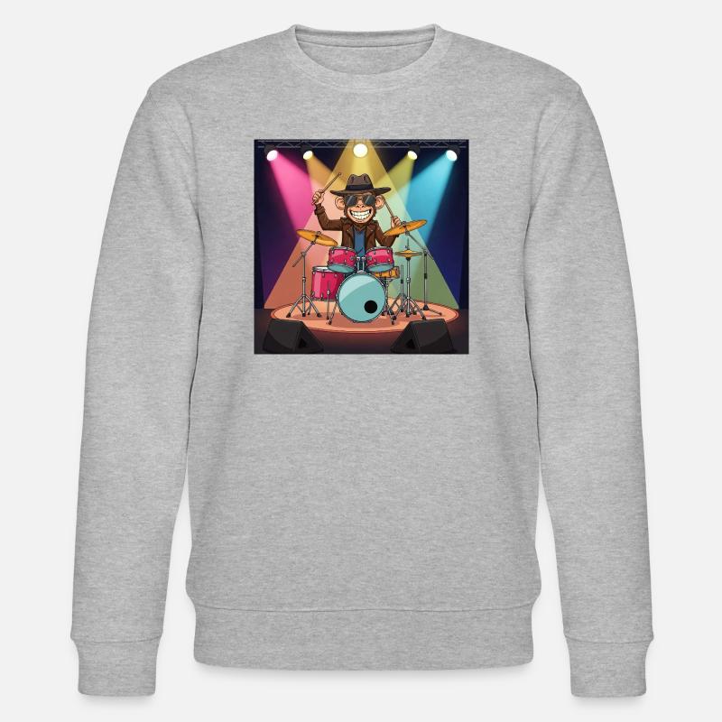 Lustiger Affe am Schlagzeug - Stanley/Stella Unisex Bio-Sweatshirt CHANGER  - Grau meliert