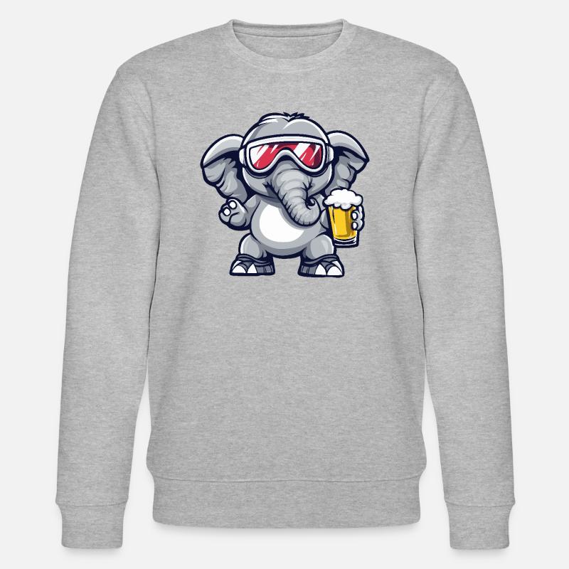 Elefant Apres Ski Bier - Stanley/Stella Unisex Bio-Sweatshirt CHANGER - Grau meliert