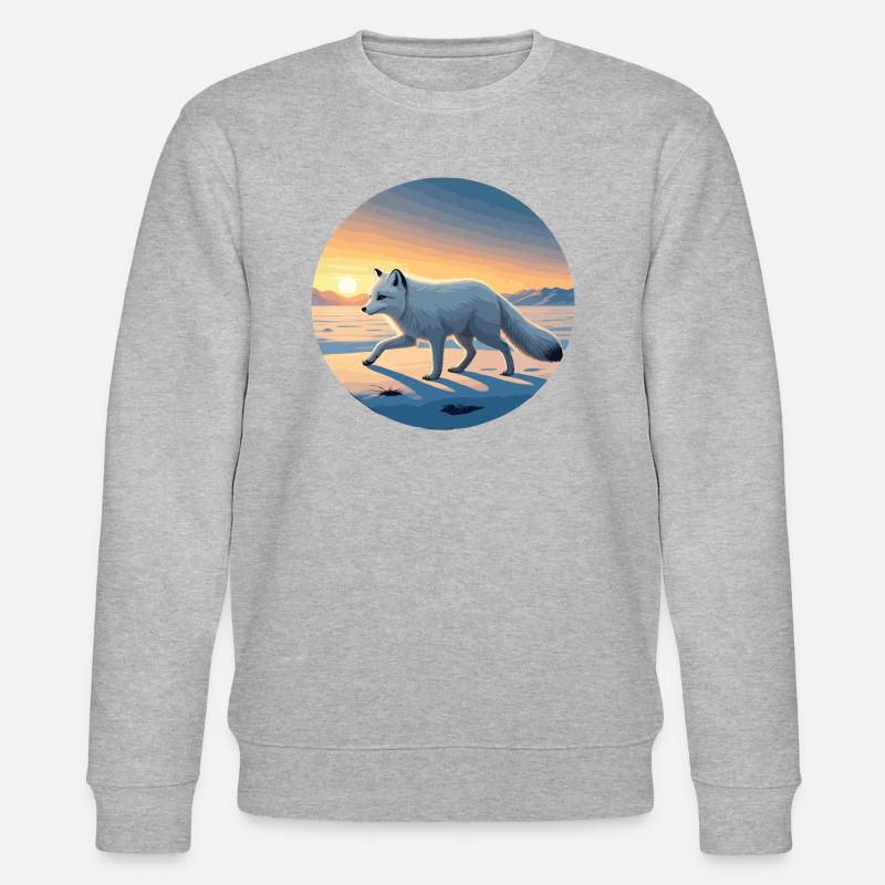 Polarfuchs bei Sonnenaufgang - Stanley/Stella Unisex Bio-Sweatshirt CHANGER  - Grau meliert