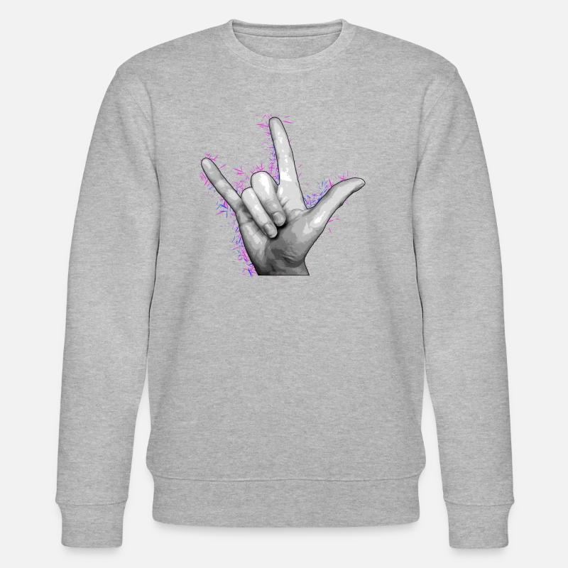LIEBE DICH Violett - Stanley/Stella Unisex Bio-Sweatshirt CHANGER  - Grau meliert