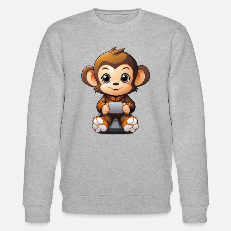 Monkey Ladestation - Stanley/Stella Unisex Bio-Sweatshirt CHANGER  - Grau meliert