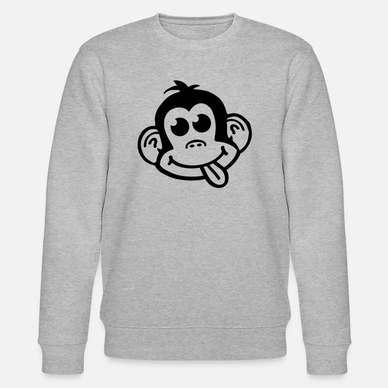 affe_crazy_smiley_a1 - Stanley/Stella CHANGER Unisex Organic Sweatshirt - heather grey