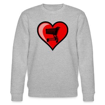 Coeur avec paniers Shopping plaisir de la consommation - Sweat bio CHANGER Stanley/Stella Unisexe - gris chiné - Devant - Nik (191cm) & Marisol (170cm)