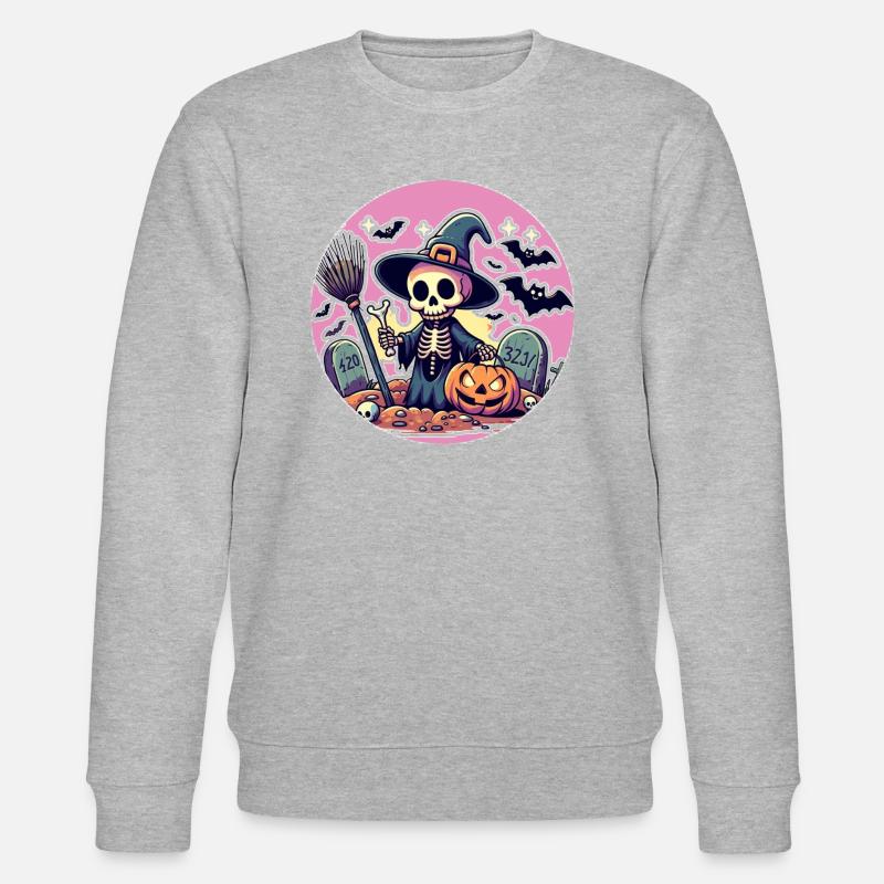 Mr. Bone Spooky Halloween 5 - Stanley/Stella CHANGER Unisex Organic Sweatshirt - heather grey