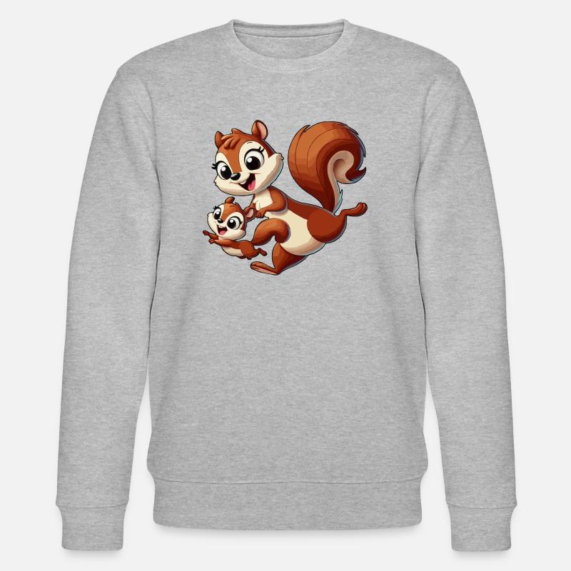Écureuil mère et enfant gambadant - Sweat bio CHANGER Stanley/Stella Unisexe - gris chiné