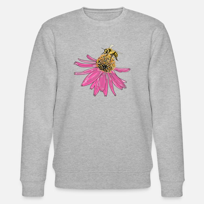 Echinacea, Sonnenhut, Biene - Stanley/Stella Unisex Bio-Sweatshirt CHANGER  - Grau meliert