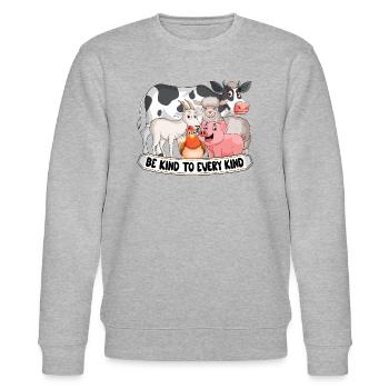 Be Kind to every Kind Farm Animals - Stanley/Stella Unisex Bio-Sweatshirt CHANGER  - Grau meliert - Vorne - Nik (191cm) & Marisol (170cm)