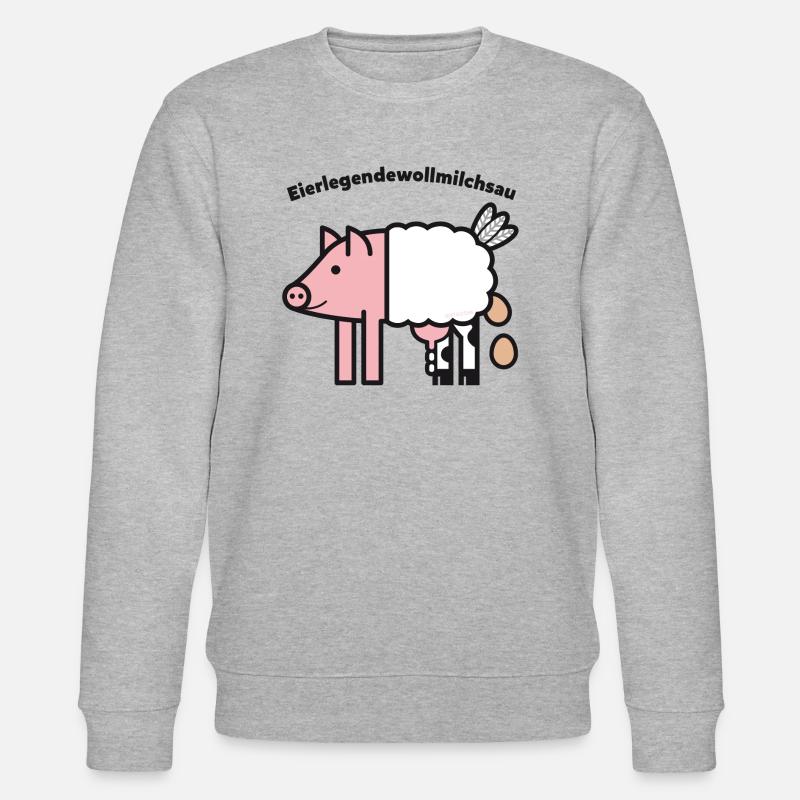 Eierlegendewollmilchsau - Stanley/Stella Unisex Bio-Sweatshirt CHANGER  - Grau meliert
