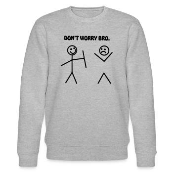 Bleib, aber mach dir keine Sorgen, Bruder - Stanley/Stella Unisex Bio-Sweatshirt CHANGER  - Grau meliert - Vorne - Nik (191cm) & Marisol (170cm)