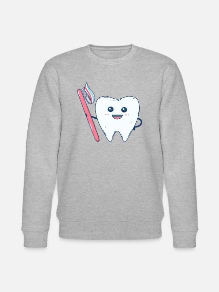 Rolig tandborstning av tänderna med en tandborste - Ekologisk sweatshirt CHANGER unisex från Stanley/Stella - gråmelerad