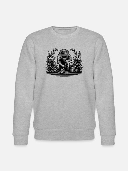 Hobbygärtner beim gärtnern im Blumenbeet - Stanley/Stella Unisex Bio-Sweatshirt CHANGER  - Grau meliert