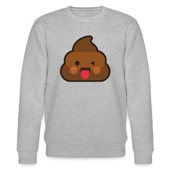 Kackhaufen Zwinker Zunge Emoji Scheiße Kot Haufen - Stanley/Stella Unisex Bio-Sweatshirt CHANGER  - Grau meliert - Vorne - Nik (191cm) & Marisol (170cm)