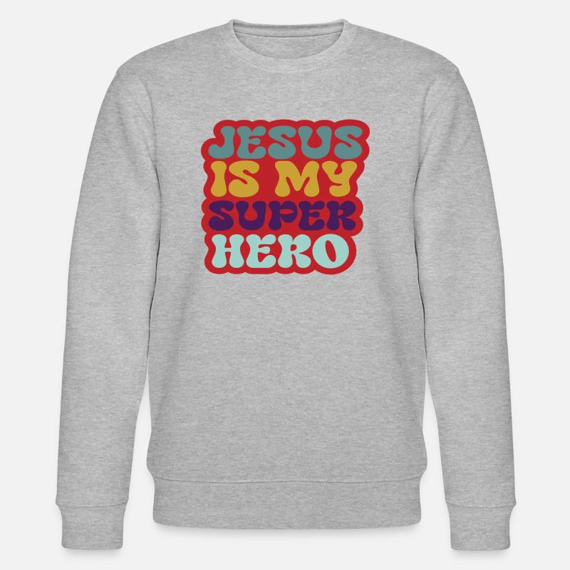 Jesus is my Superhero - Stanley/Stella Unisex Bio-Sweatshirt CHANGER  - Grau meliert