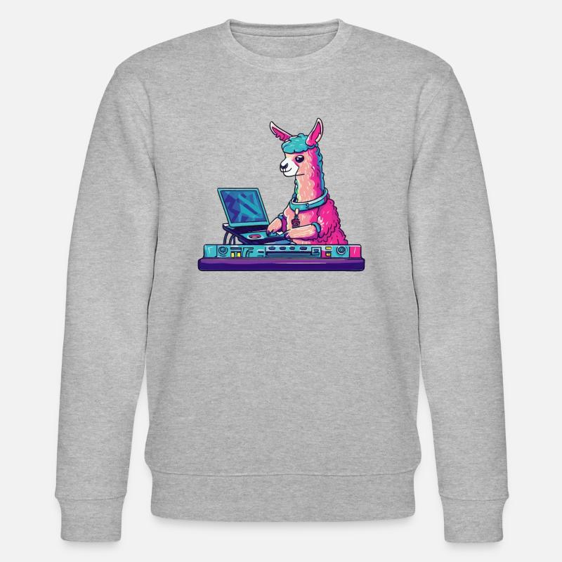 Alpaka Lama DJ Geschenkidee - Stanley/Stella Unisex Bio-Sweatshirt CHANGER - Grau meliert