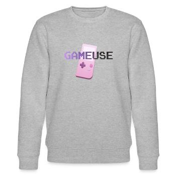 Retro gaming gamer - Stanley/Stella CHANGER Unisex Organic Sweatshirt - heather grey - Front - Nik (191cm) & Marisol (170cm)