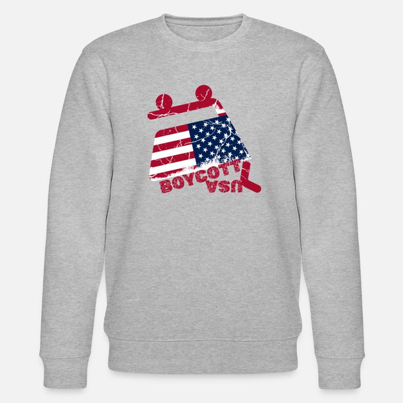 Boykott USA, kaputter Warenkorb - Stanley/Stella Unisex Bio-Sweatshirt CHANGER  - Grau meliert