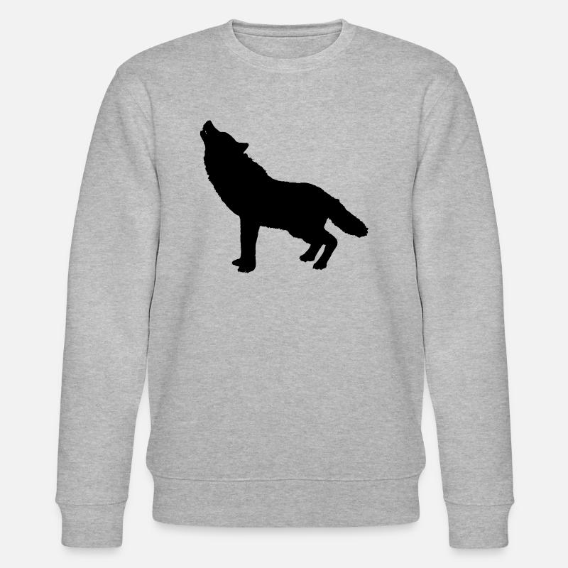 Howling Wolf Silhouette - Stanley/Stella Unisex Bio-Sweatshirt CHANGER  - Grau meliert
