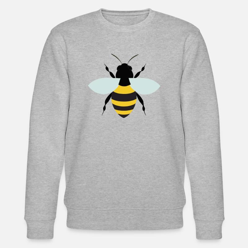 Bee Illustration Gift Idea - Stanley/Stella CHANGER Unisex Organic Sweatshirt - heather grey