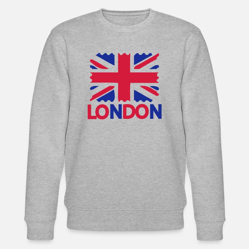Texte LONDRES Royaume-Uni Drapeau - Sweat bio CHANGER Stanley/Stella Unisexe - gris chiné