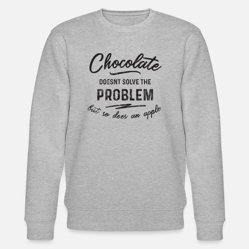 Chocolate doesnt solve the problem - Stanley/Stella Unisex Bio-Sweatshirt CHANGER  - Grau meliert