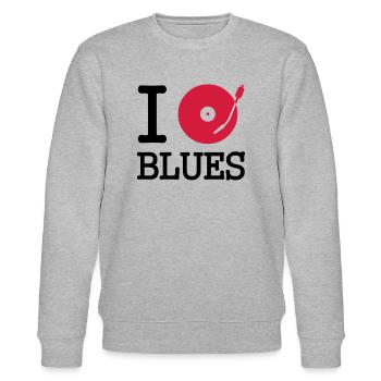 I dj / play / listen to blues - Stanley/Stella CHANGER Unisex Organic Sweatshirt - heather grey - Front - Nik (191cm) & Marisol (170cm)