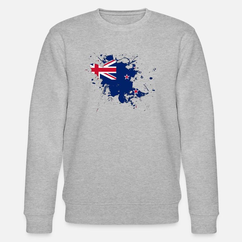 Neuseeland Flagge als Farbklecks - Stanley/Stella Unisex Bio-Sweatshirt CHANGER  - Grau meliert