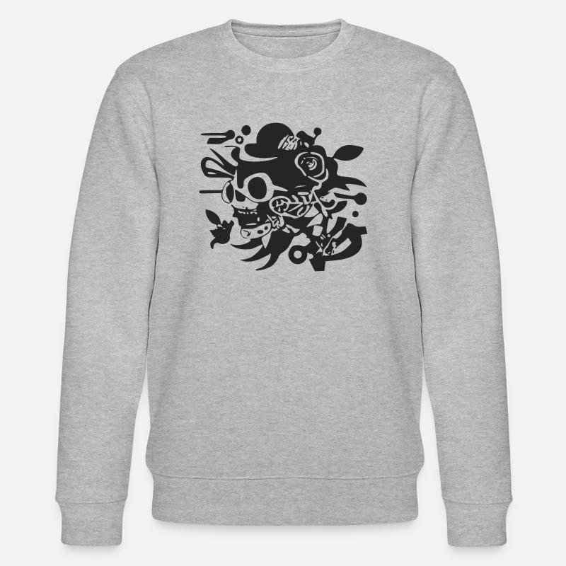 Crâne et fleurs - Sweat bio CHANGER Stanley/Stella Unisexe - gris chiné