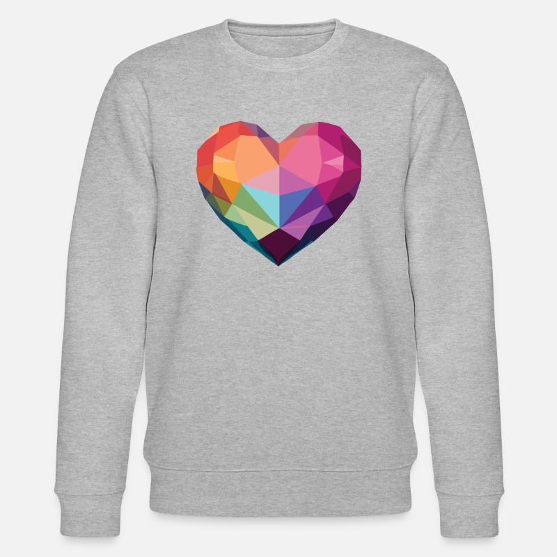 Liebe - Low Poly Herz - Stanley/Stella Unisex Bio-Sweatshirt CHANGER  - Grau meliert