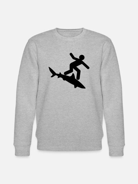 Shark - Surfer on shark - Stanley/Stella CHANGER Unisex Organic Sweatshirt - heather grey