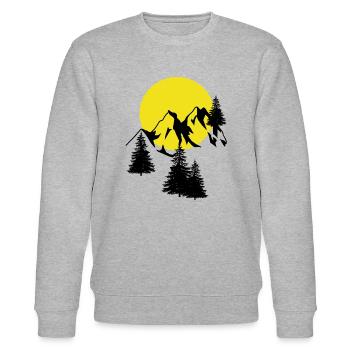 Gebirge Mond Gipfel Fichten Nadelbaum Tannen Natur - Stanley/Stella Unisex Bio-Sweatshirt CHANGER  - Grau meliert - Vorne - Nik (191cm) & Marisol (170cm)