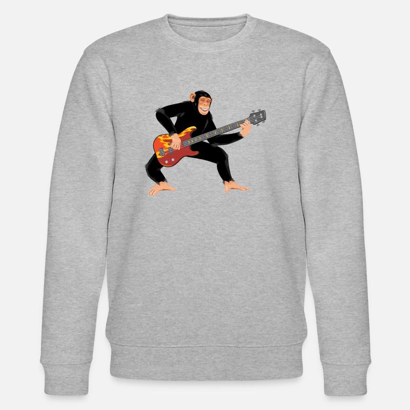 Affe mit E-Bass - Stanley/Stella Unisex Bio-Sweatshirt CHANGER  - Grau meliert