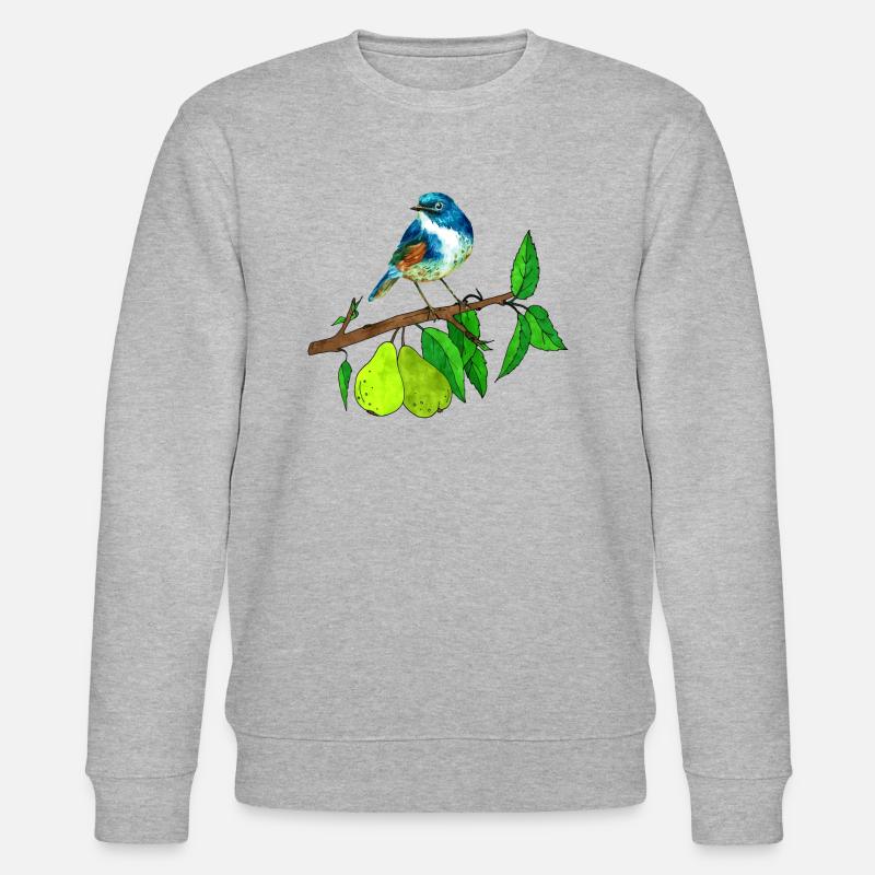 Blauer Vogel und Birne - Stanley/Stella Unisex Bio-Sweatshirt CHANGER  - Grau meliert
