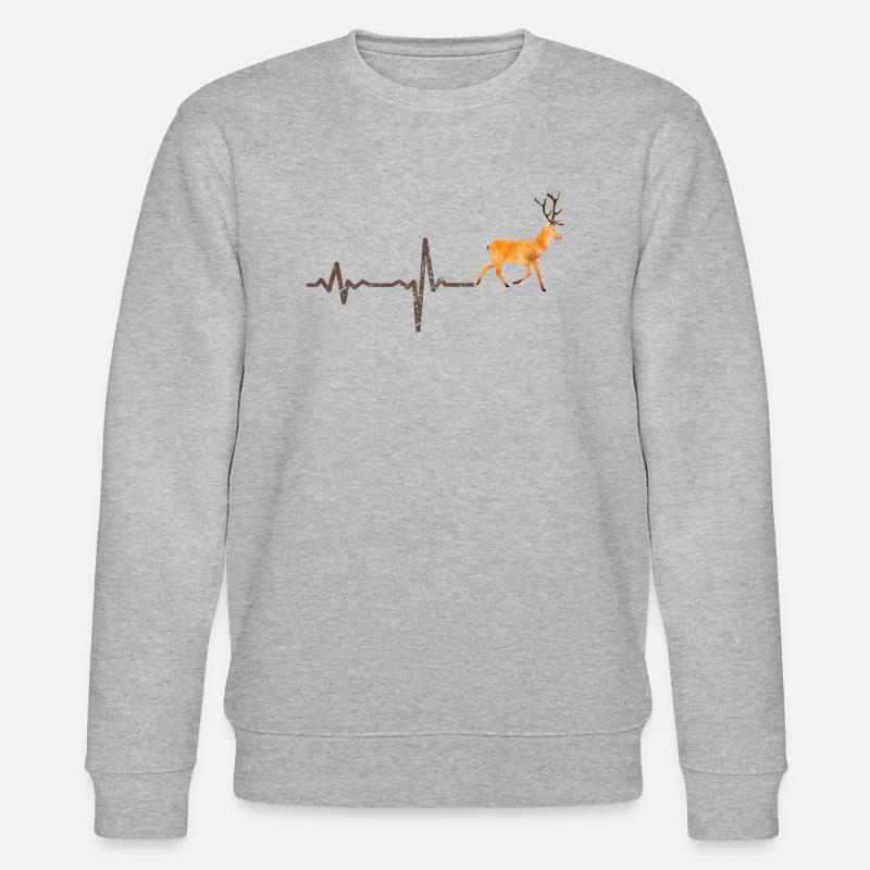Heartbeat Hirsch farbig - Geschenk - Stanley/Stella Unisex Bio-Sweatshirt CHANGER  - Grau meliert