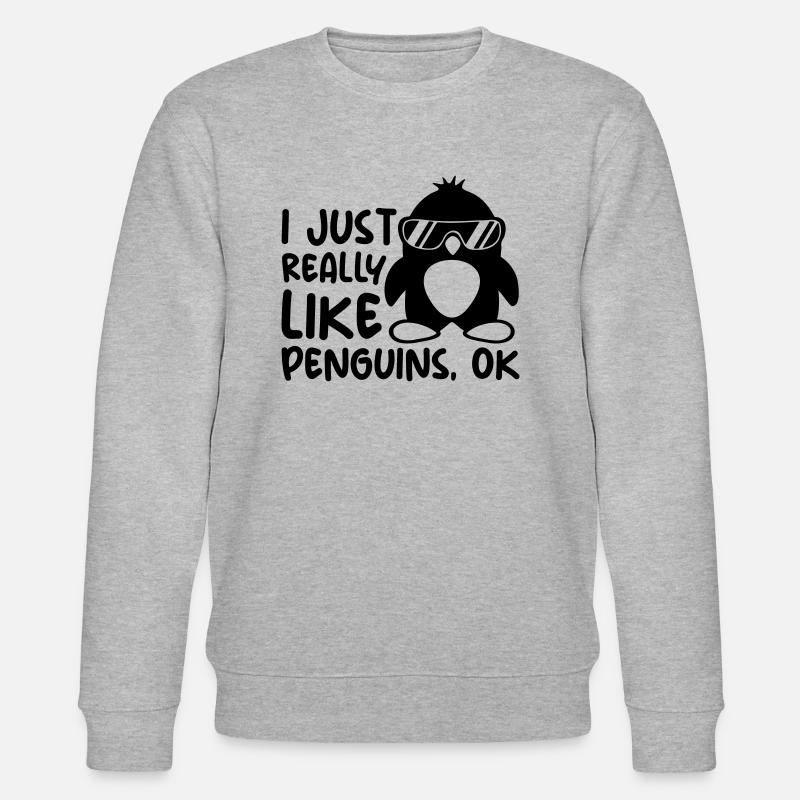 I just like penguins - Stanley/Stella CHANGER Unisex Organic Sweatshirt - heather grey