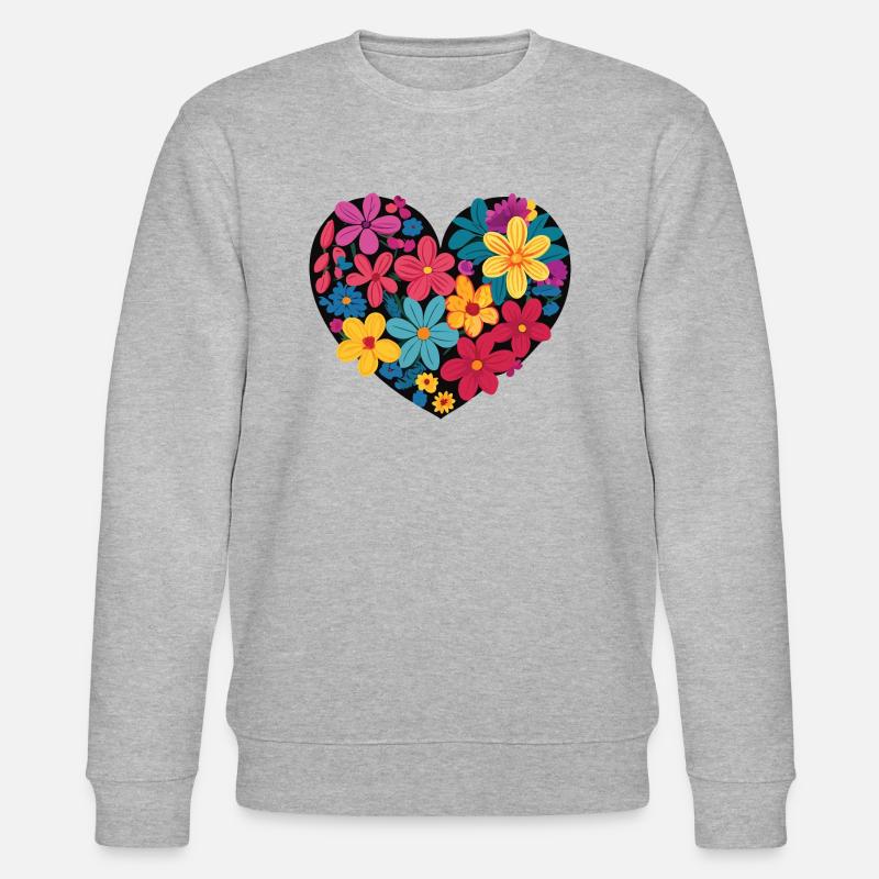 Liebe - Blumen - Herz - Stanley/Stella Unisex Bio-Sweatshirt CHANGER  - Grau meliert