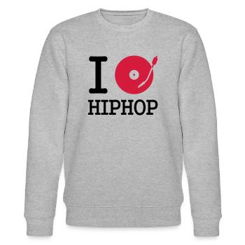 I dj / play / listen to hiphop - Stanley/Stella CHANGER Unisex Organic Sweatshirt - heather grey - Front - Nik (191cm) & Marisol (170cm)