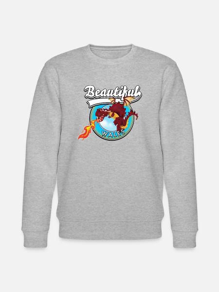 Beautiful Wales red dragon logo - Stanley/Stella CHANGER Unisex Organic Sweatshirt - heather grey
